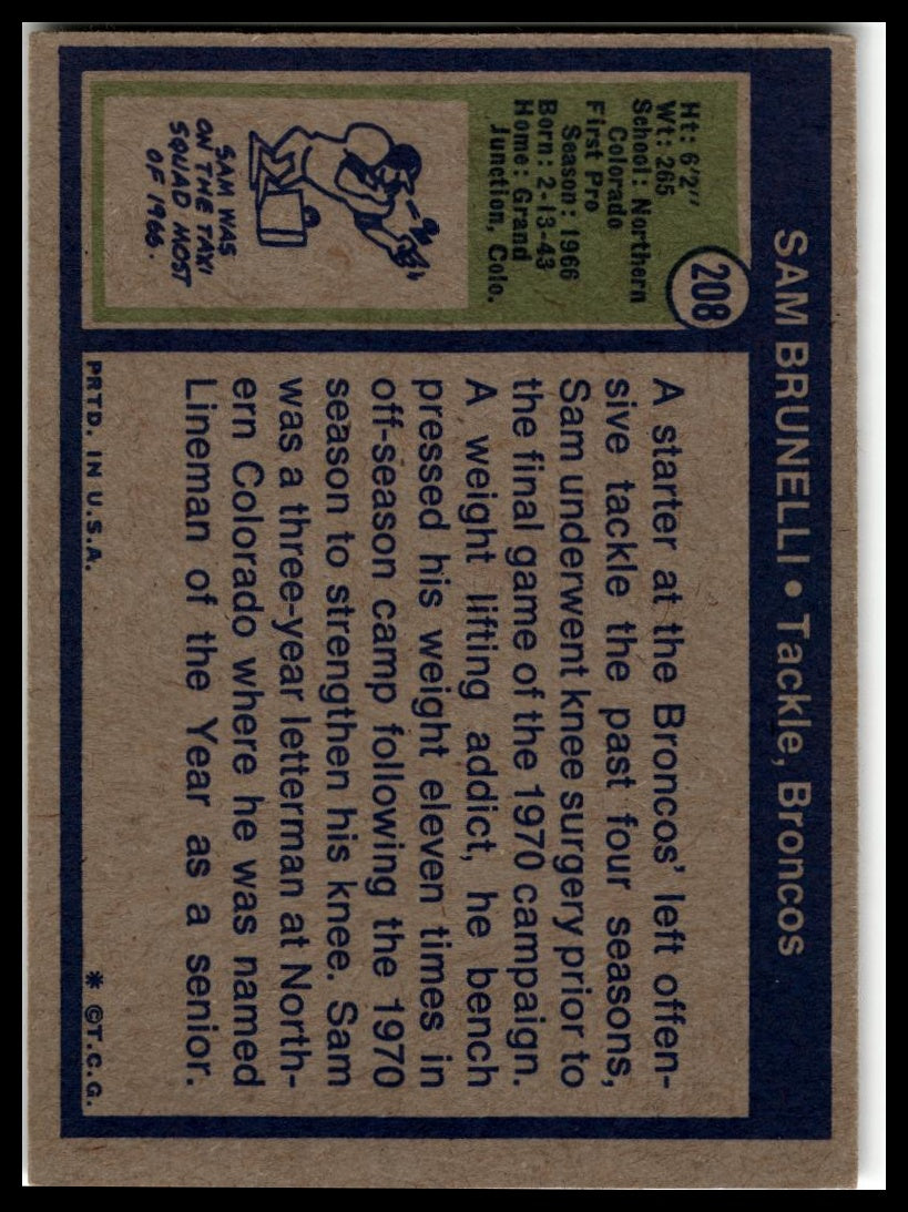 1972 Topps #208 Sam Brunelli