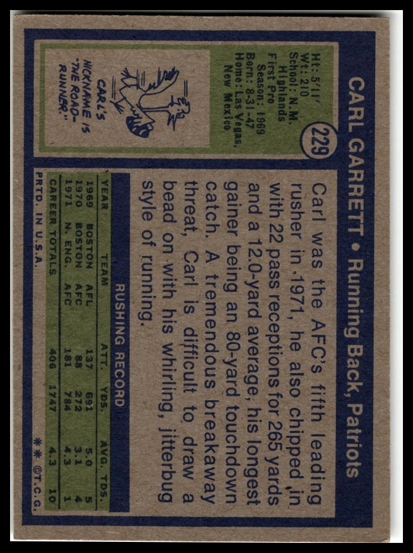 1972 Topps #229 Carl Garrett