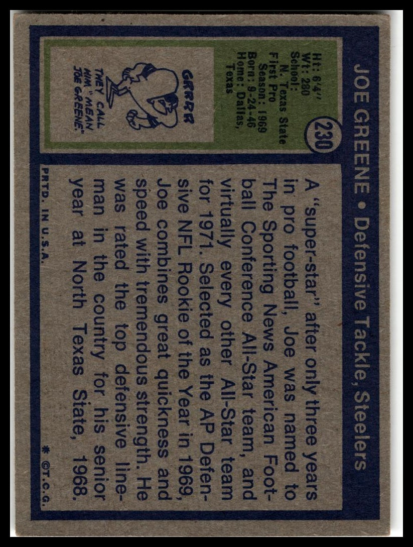 1972 Topps #230 Joe Greene