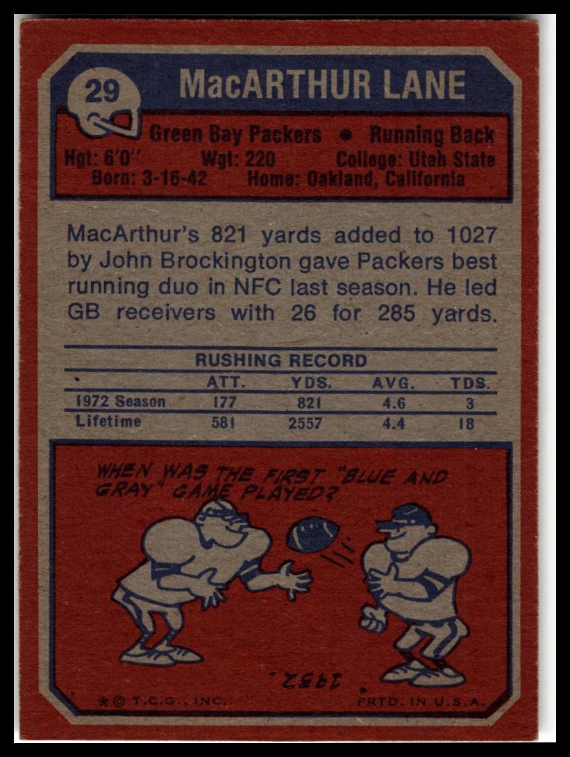 1973 Topps #29 MacArthur Lane Excellent