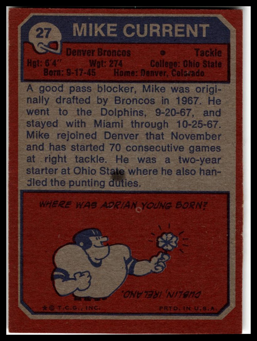 1973 Topps #27 Mike Current Excellent