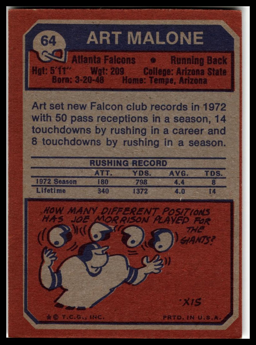 1973 Topps #64 Art Malone Excellent
