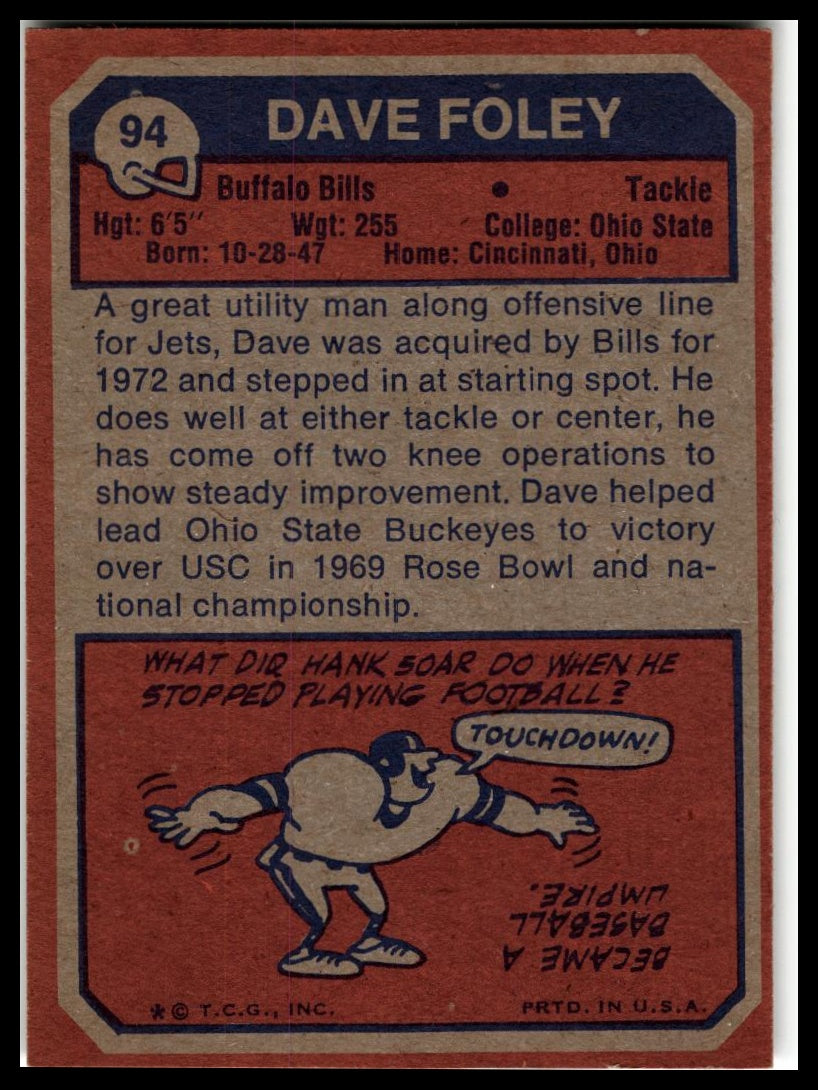 1973 Topps #94 Dave Foley Excellent