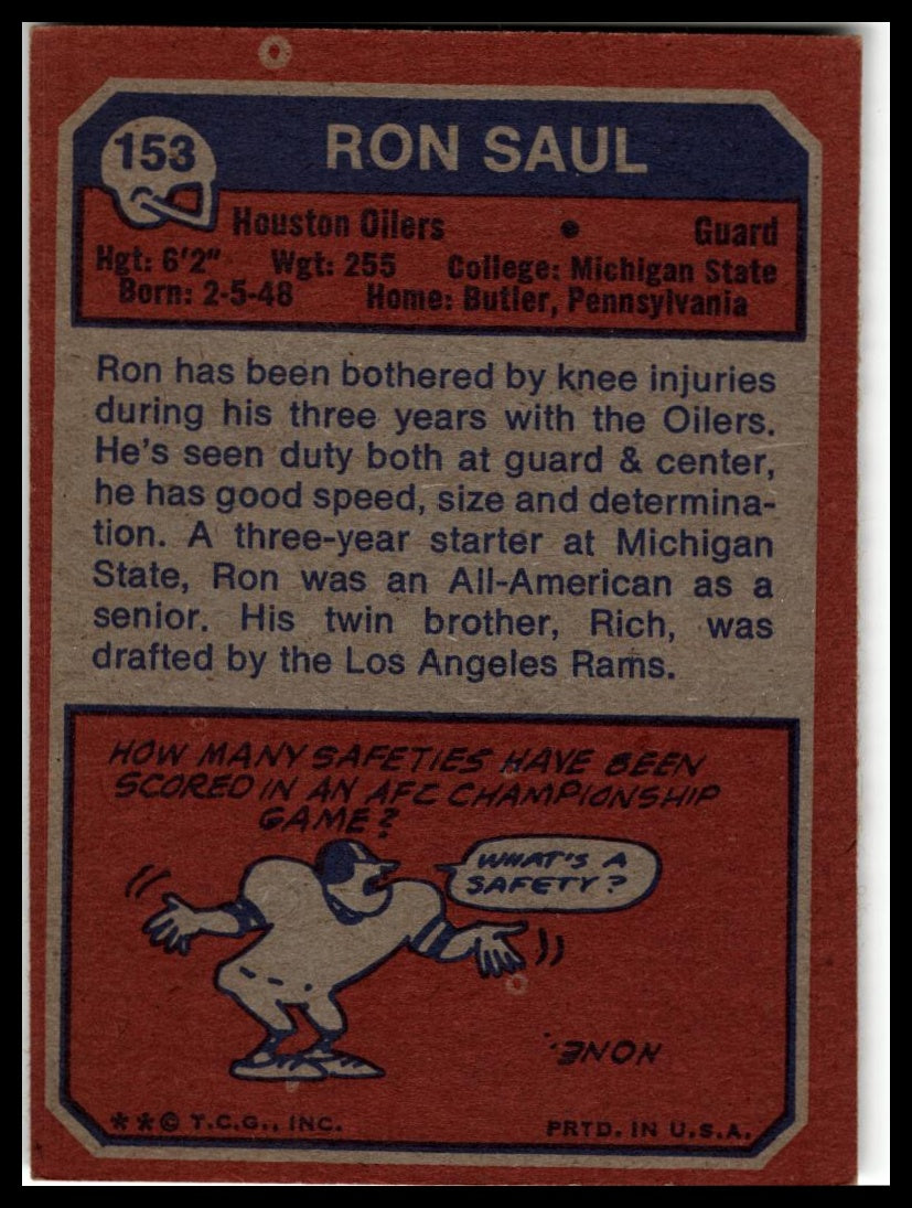 1973 Topps #153 Ron Saul Excellent