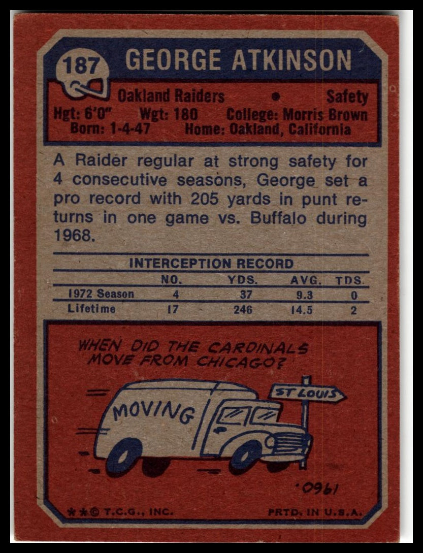 1973 Topps #187 George Atkinson Excellent