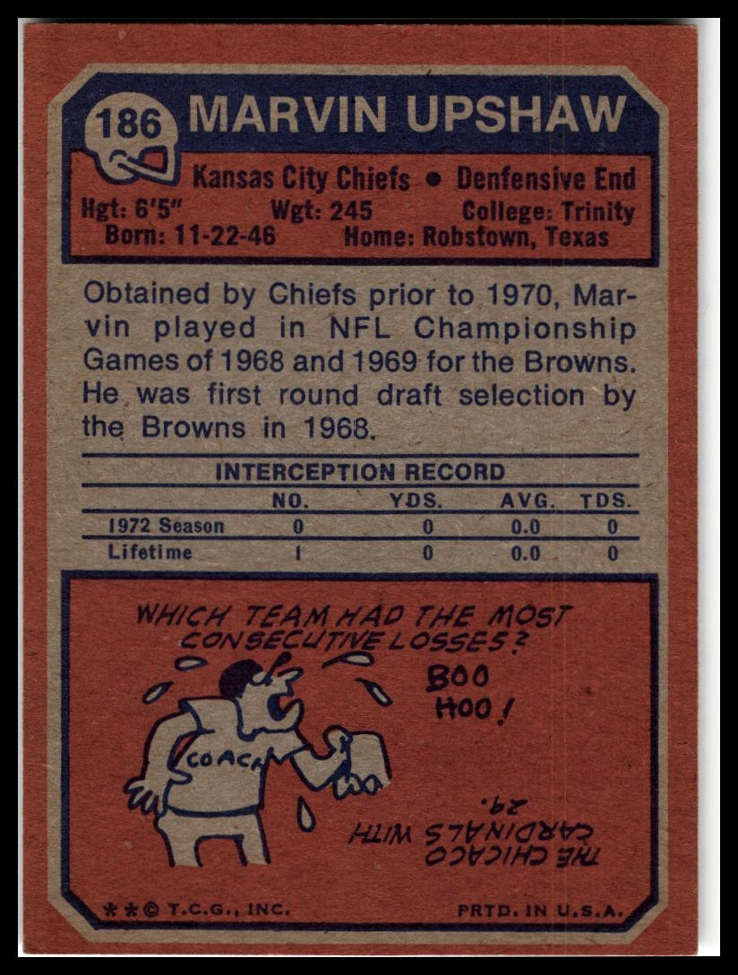 1973 Topps #186 Marvin Upshaw Excellent