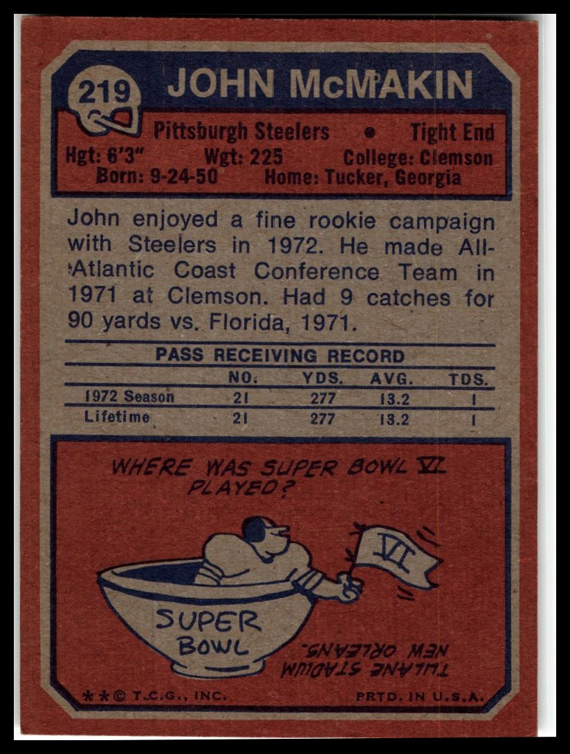 1973 Topps #219 John McMakin Excellent