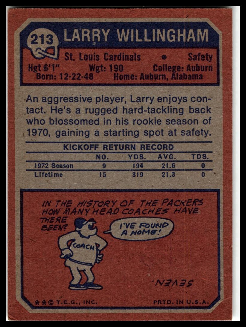 1973 Topps #213 Larry Willingham Excellent