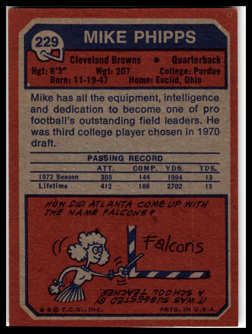 1973 Topps #229 Mike Phipps Excellent
