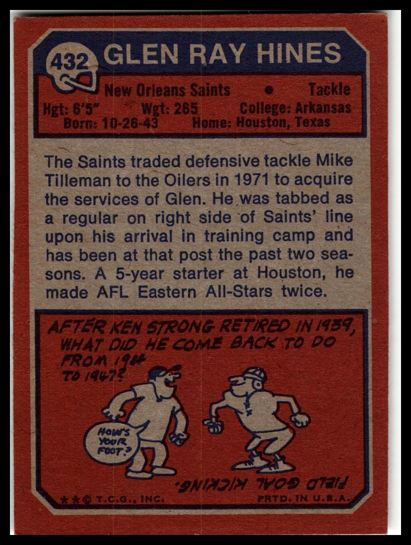 1973 Topps #432 Glen Ray Hines Excellent