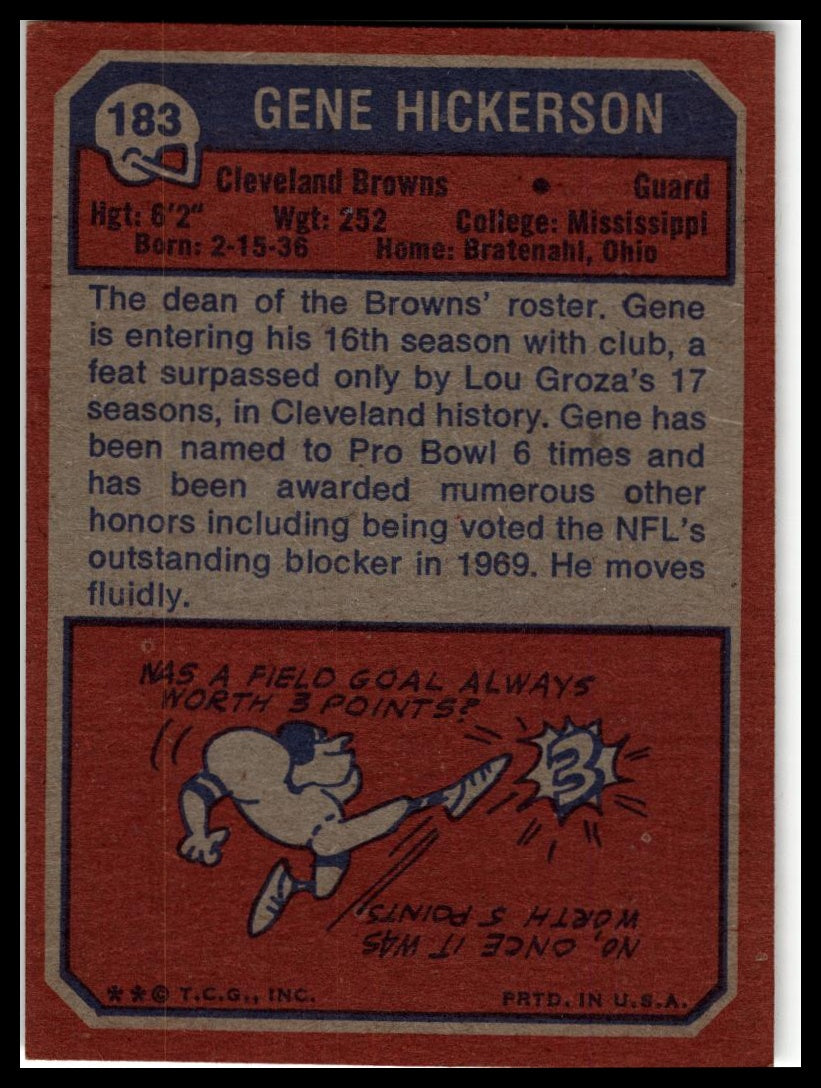 1973 Topps #183 Gene Hickerson Excellent
