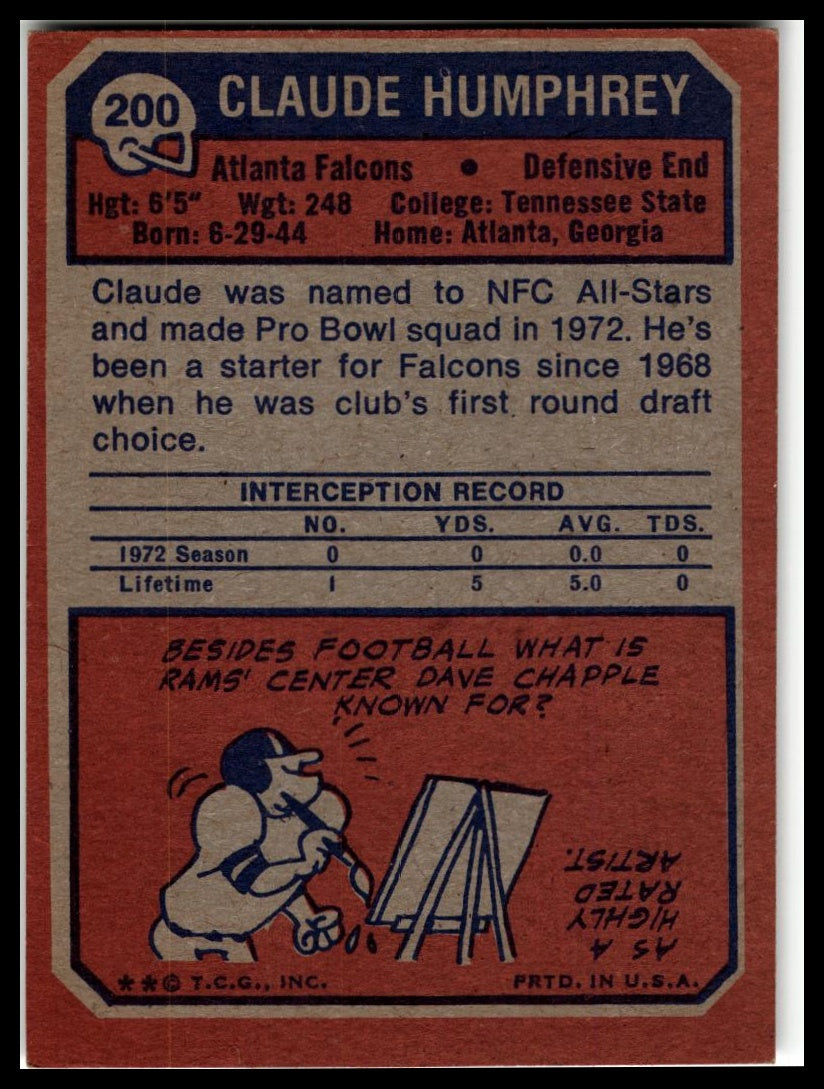 1973 Topps #200 Claude Humphrey Excellent