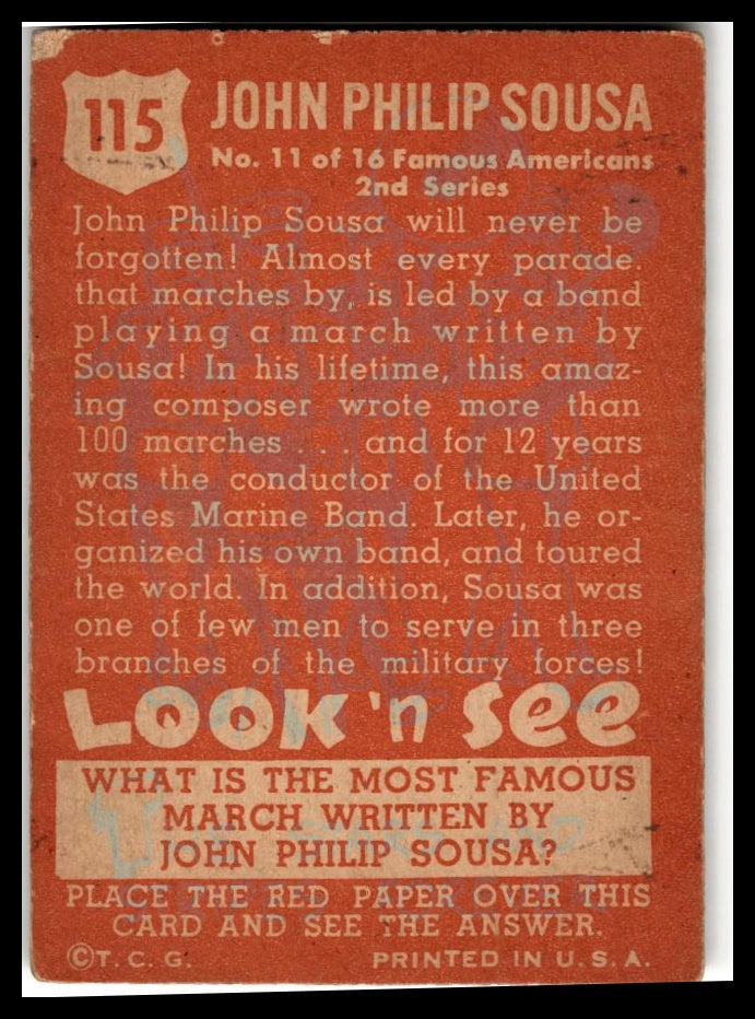 1952 Topps Look 'n See (R714-16) #115 John Philip Sousa Excellent