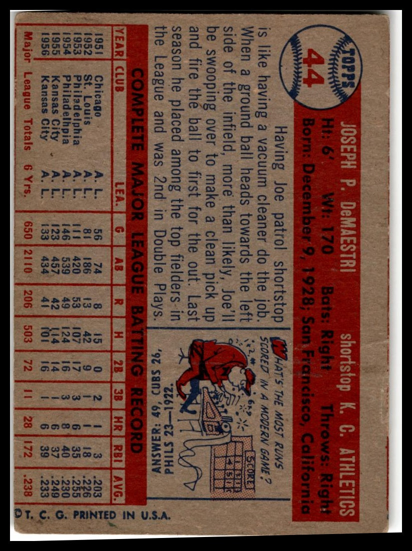 1957 Topps #44 Joe DeMaestri Very Good