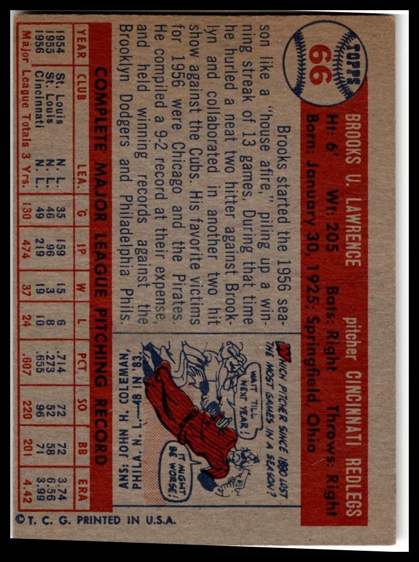 1957 Topps #66 Brooks Lawrence Very Good