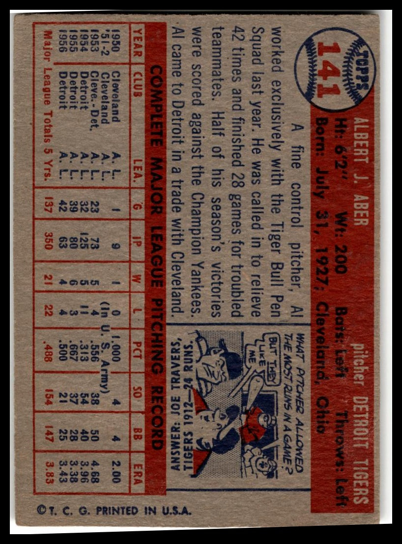 1957 Topps #141 Al Aber Very Good