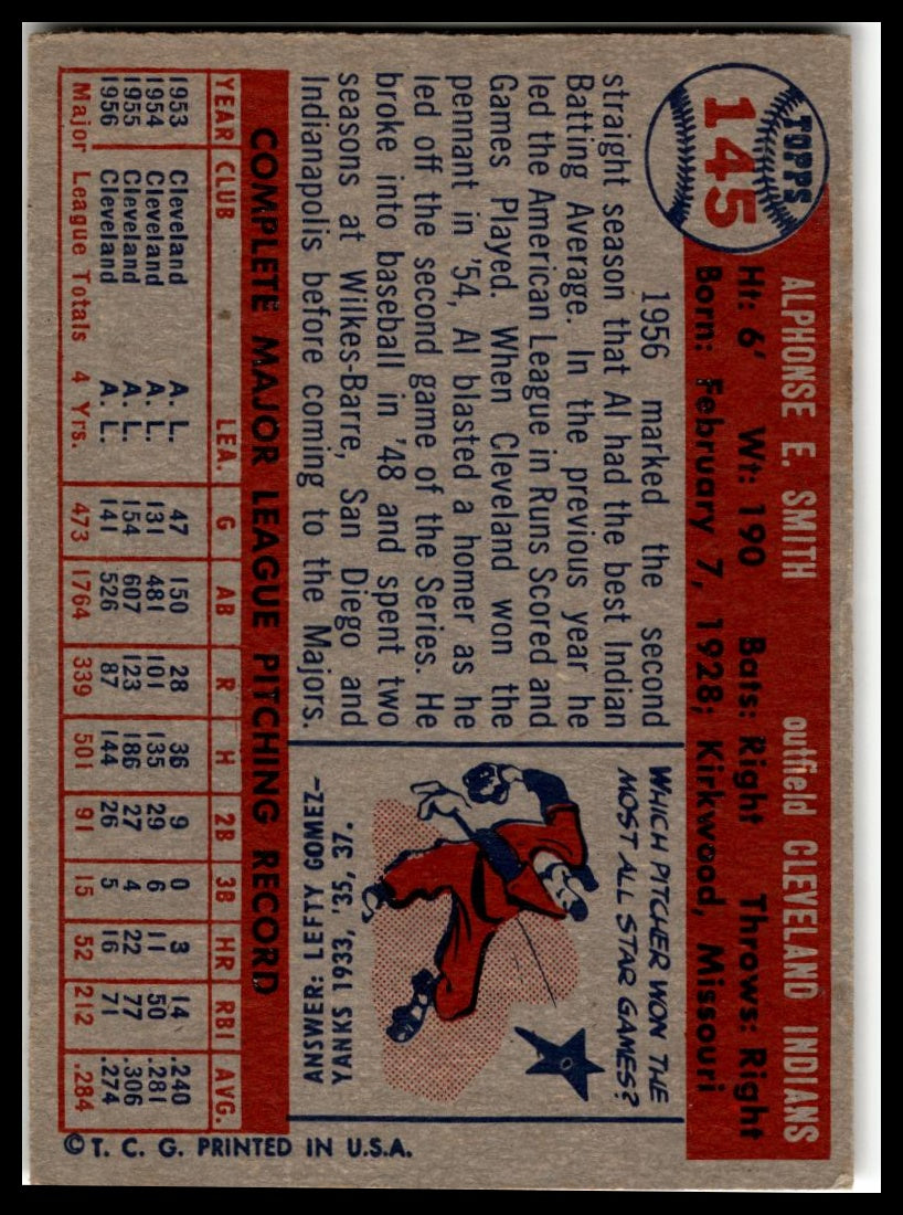 1957 Topps #145 Al Smith Very Good