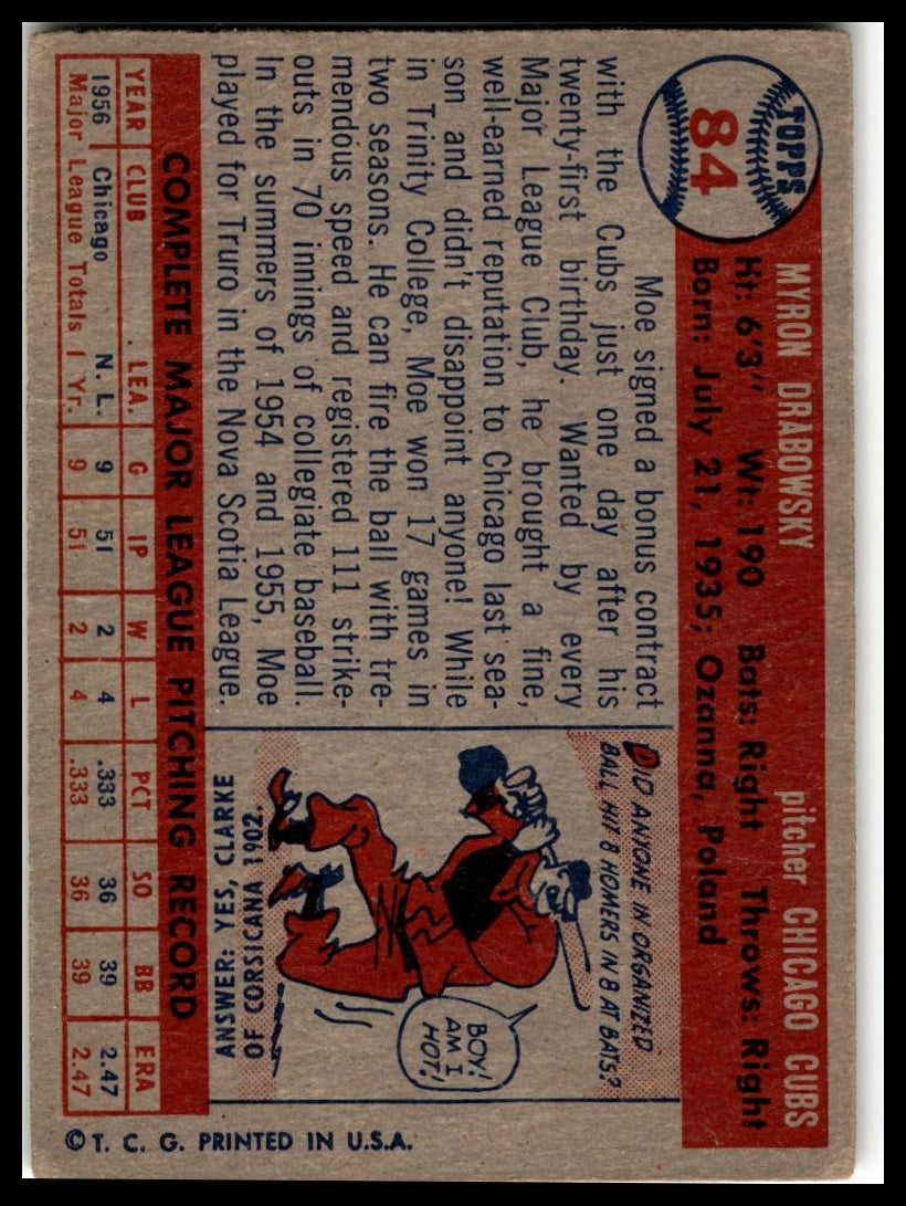 1957 Topps #84 Moe Drabowsky Very Good