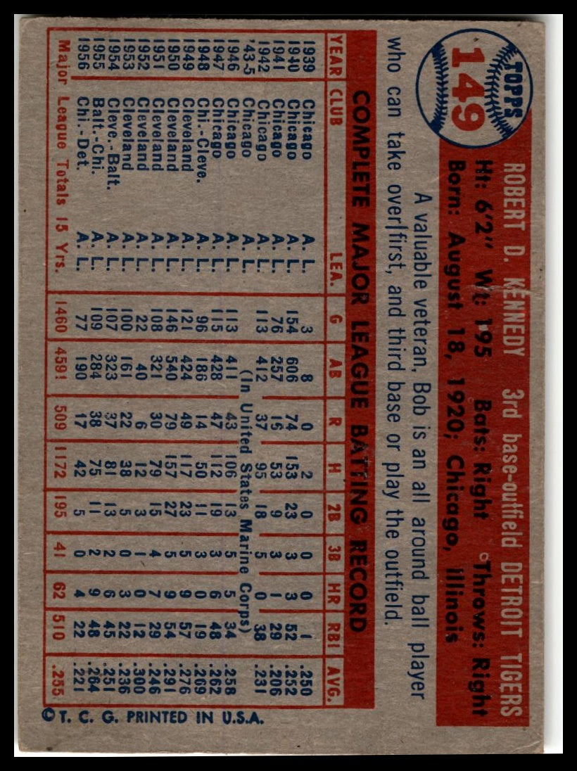 1957 Topps #149 Bob Kennedy Very Good