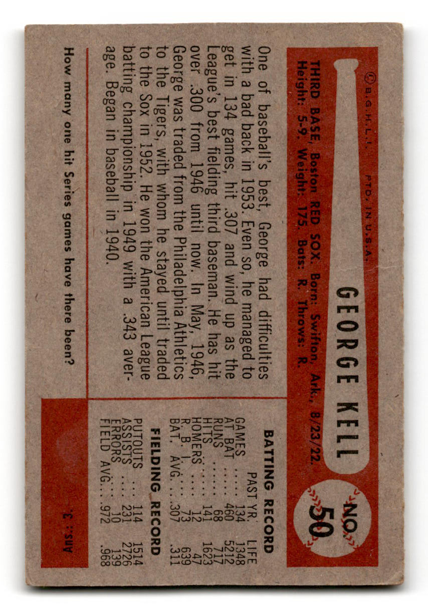 1954 Bowman Baseball #50 George Kell VG