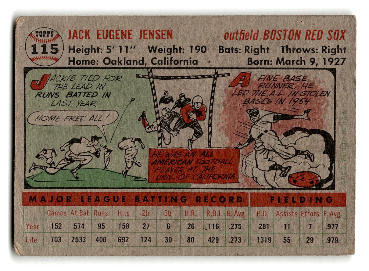 1956 Topps #115 Jackie Jensen VG GB