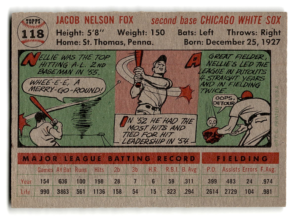 1956 Topps #118 Nellie Fox VGEX