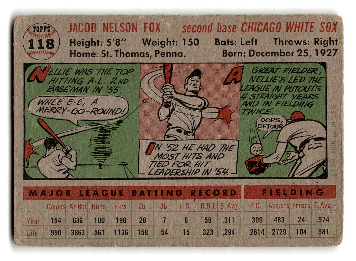 1956 Topps #118 Nellie Fox VG