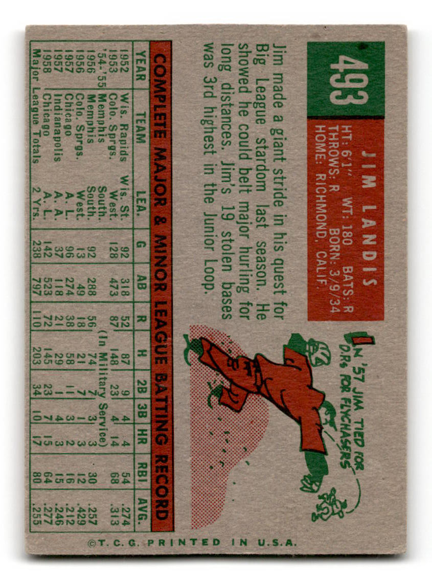 1959 Topps #493 Jim Landis Chicago White Sox VG