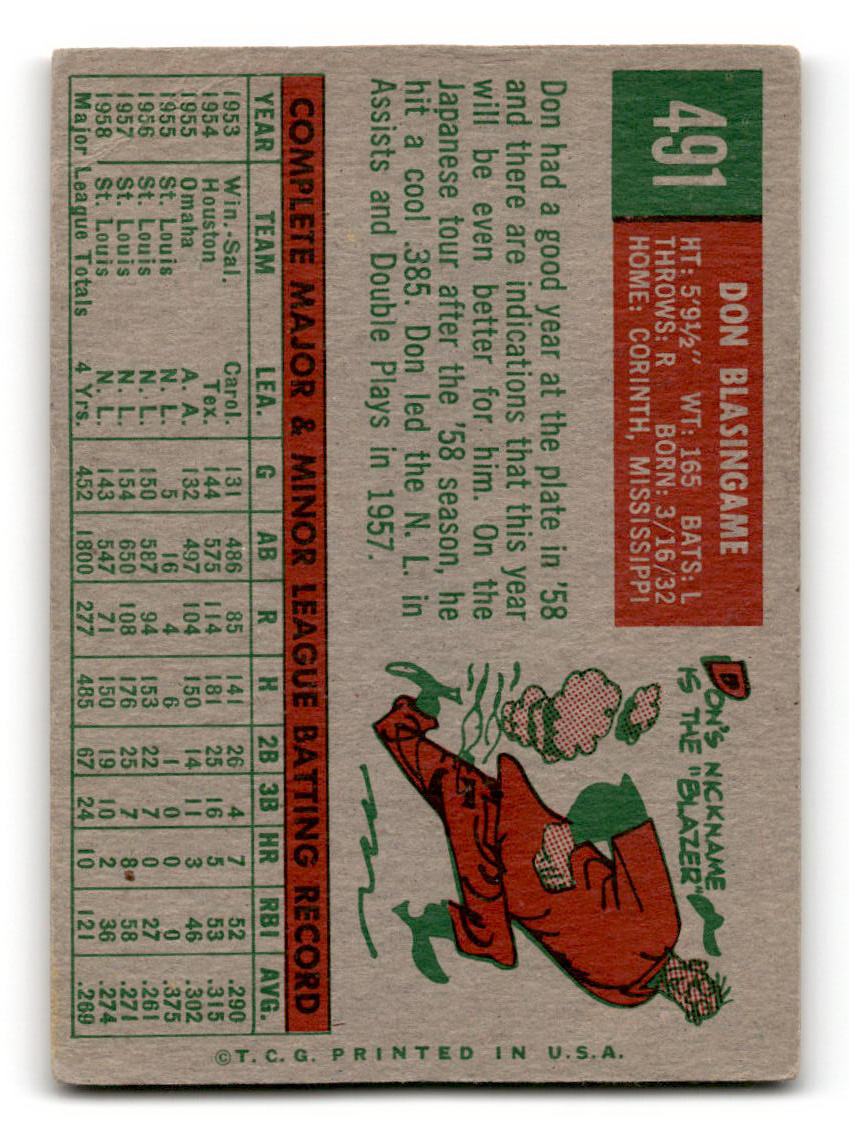 1959 Topps #491 Don Blasingame St. Louis Cardinals VG