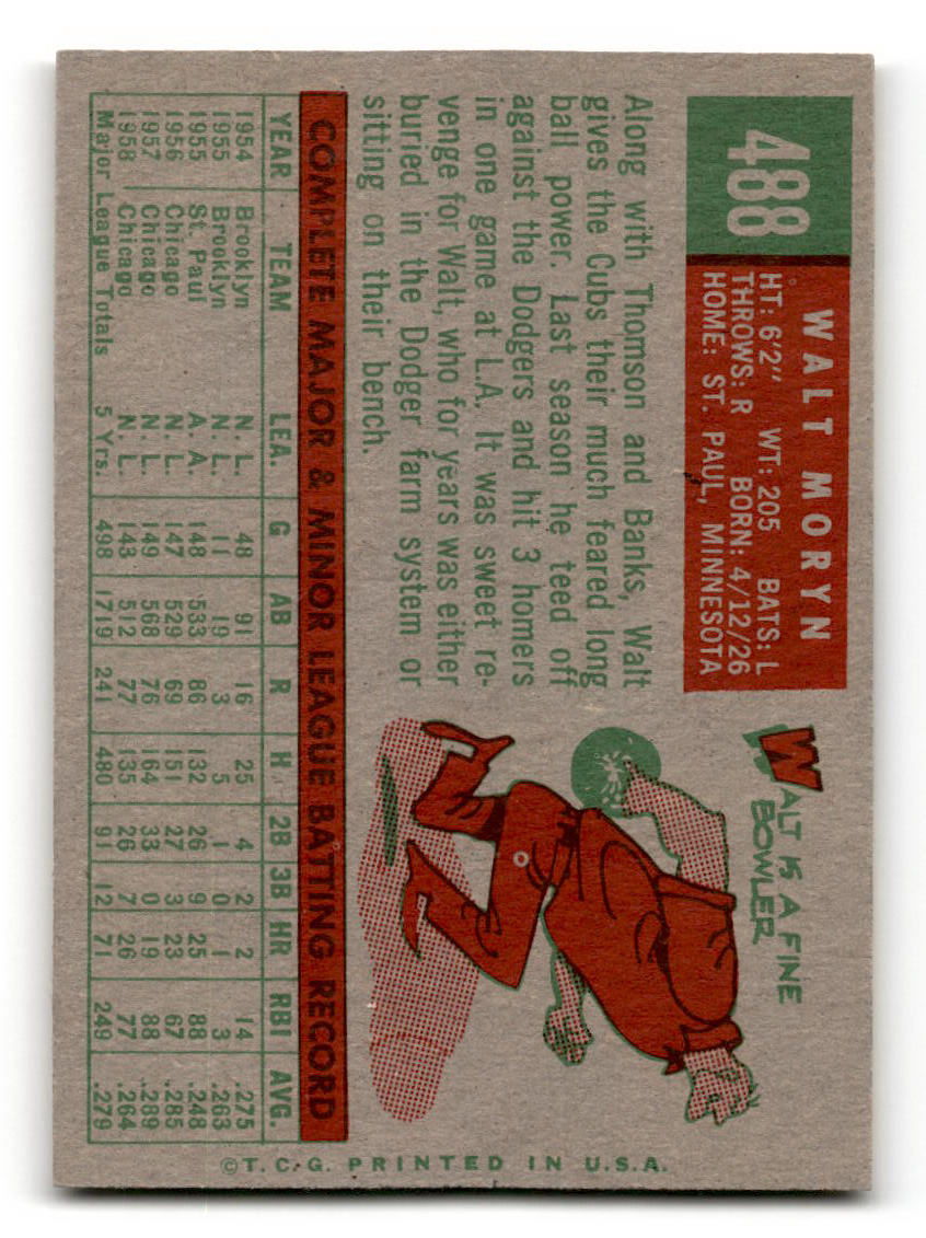 1959 Topps #488 Walt Moryn Chicago Cubs EX