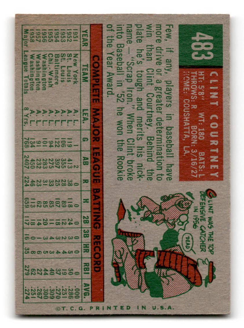 1959 Topps #483 Clint Courtney Washington Senators EX