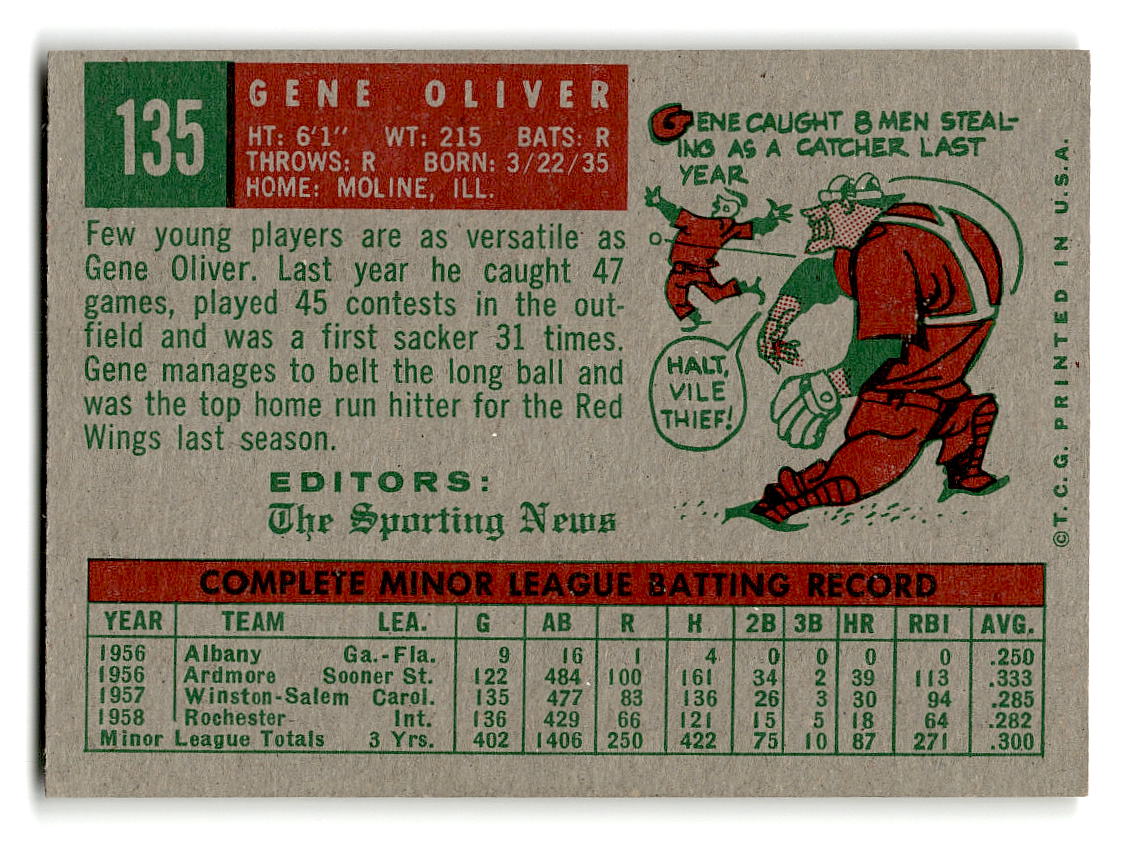 1959 Topps #135 Gene Oliver St. Louis Cardinals RC EXMT