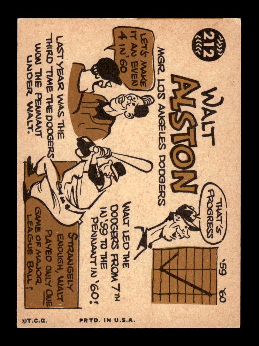 1960 Topps #212 Walt Alston - Los Angeles Dodgers VGEX