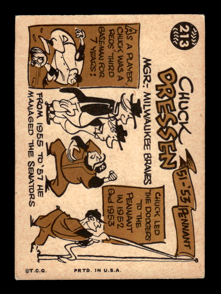 1960 Topps #213 Chuck Dressen - Milwaukee Braves EX