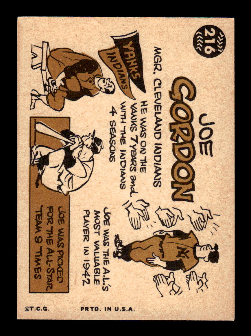 1960 Topps #216 Joe Gordon - Cleveland Indians EX