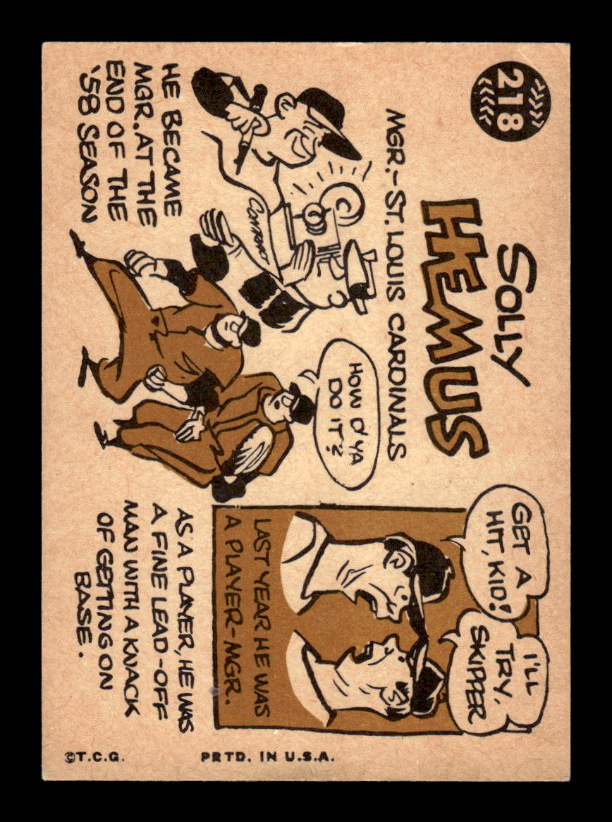 1960 Topps #218 Solly Hemus - St. Louis Cardinals EX