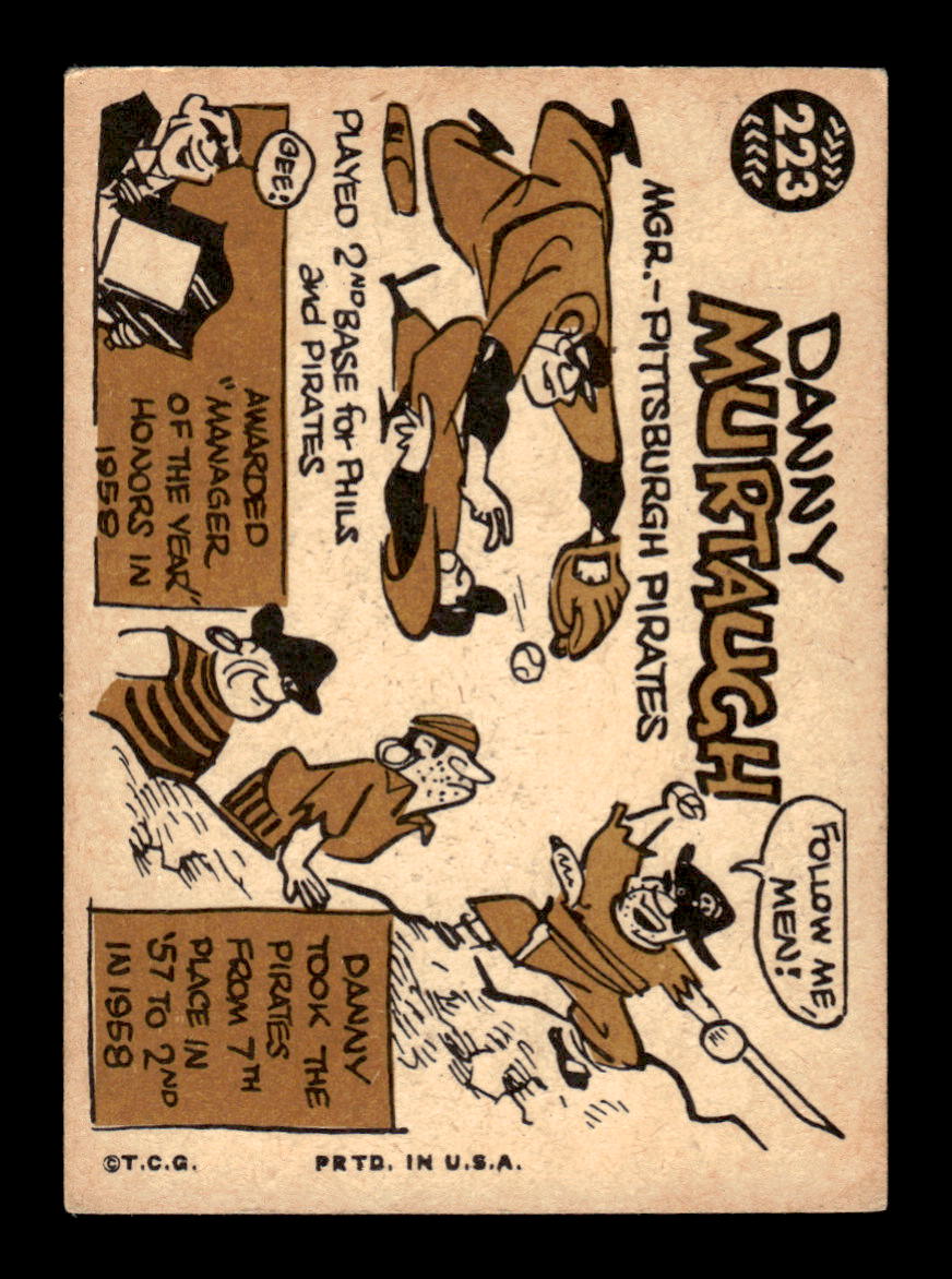 1960 Topps #223 Danny Murtaugh - Pittsburgh Pirates EX