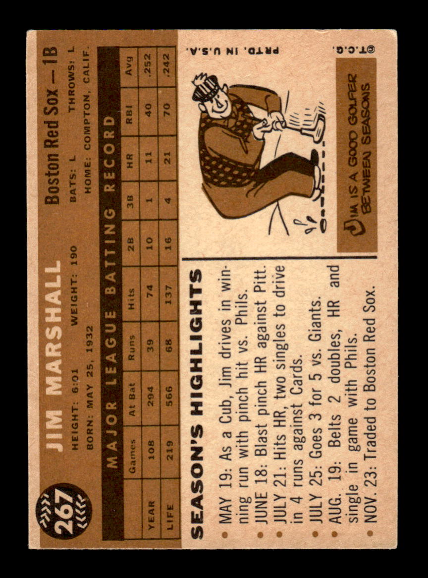 1960 Topps #267 Jim Marshall - Boston Red Sox EX