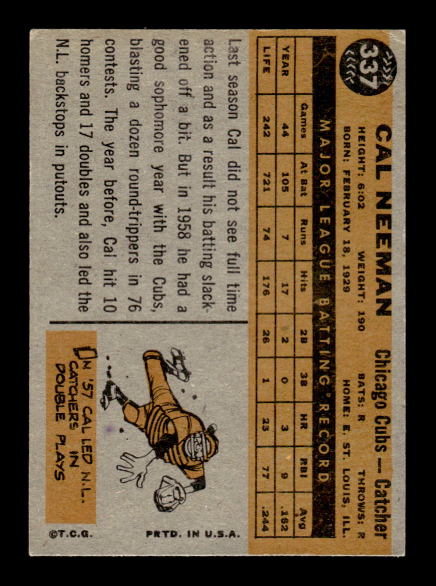1960 Topps #337 Cal Neeman - Chicago Cubs EX