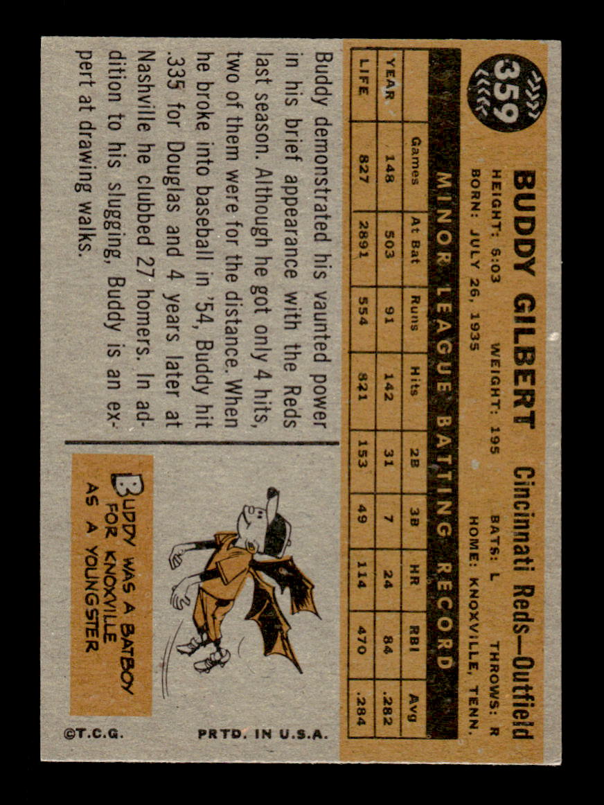 1960 Topps #359 Buddy Gilbert - Cincinnati Reds RC EXMT