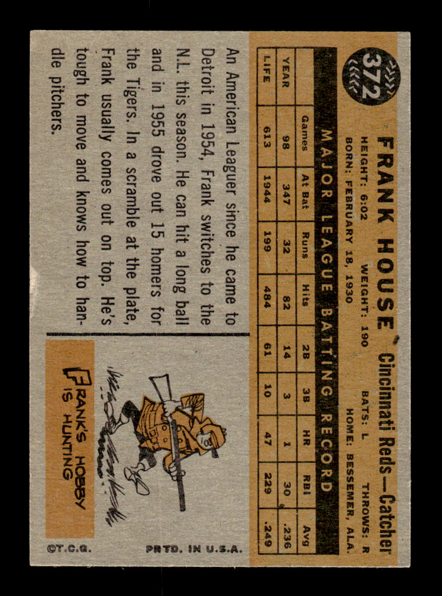 1960 Topps #372 Frank House - Cincinnati Reds VGEX