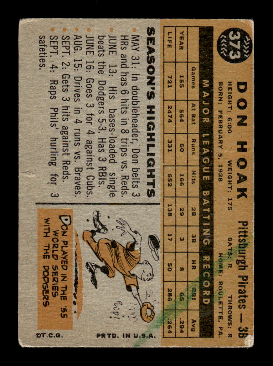 1960 Topps #373 Don Hoak - Pittsburgh Pirates G (MK)