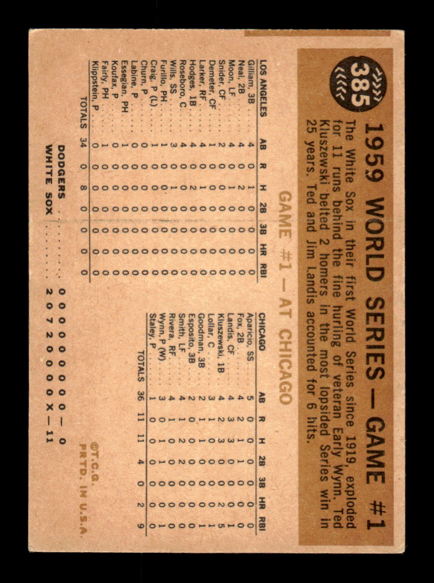 1960 Topps #385 World Series Game 1 - Neal Steals Second EX