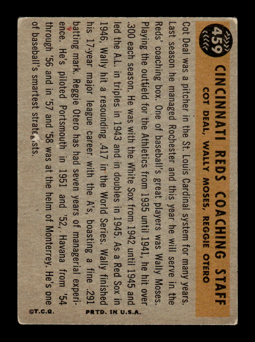 1960 Topps #459 Reds Coaches VGEX