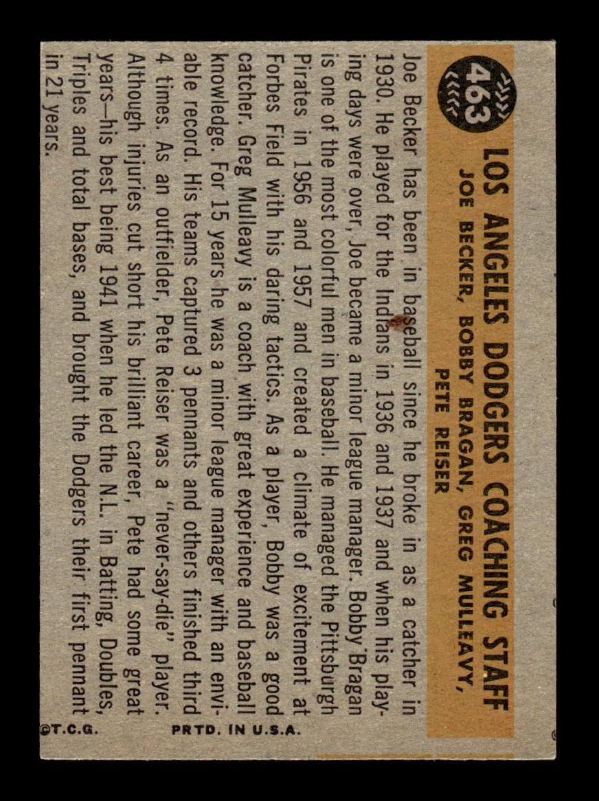 1960 Topps #463 Dodgers Coaches EXMT