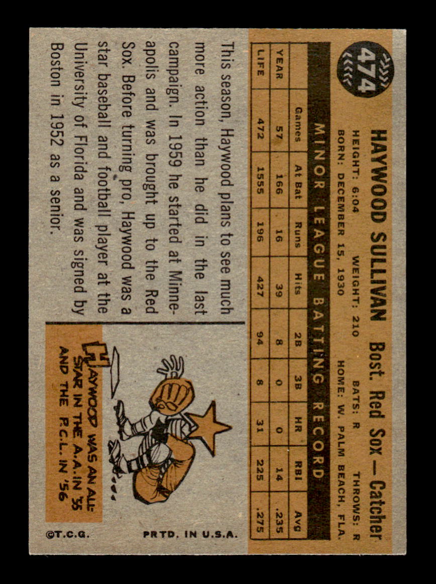 1960 Topps #474 Haywood Sullivan - Boston Red Sox EX