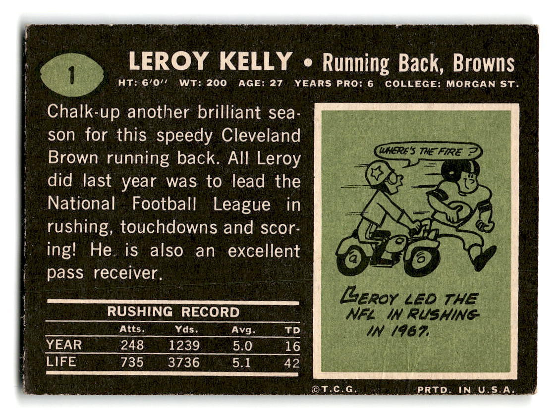 1969 Topps #1 Leroy Kelly Cleveland Browns EX