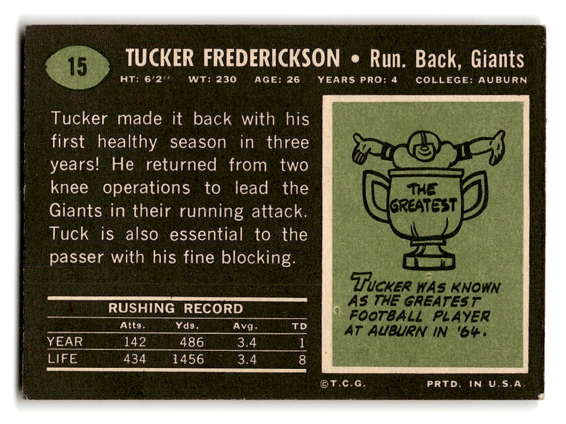 1969 Topps #15 Tucker Frederickson New York Giants EX