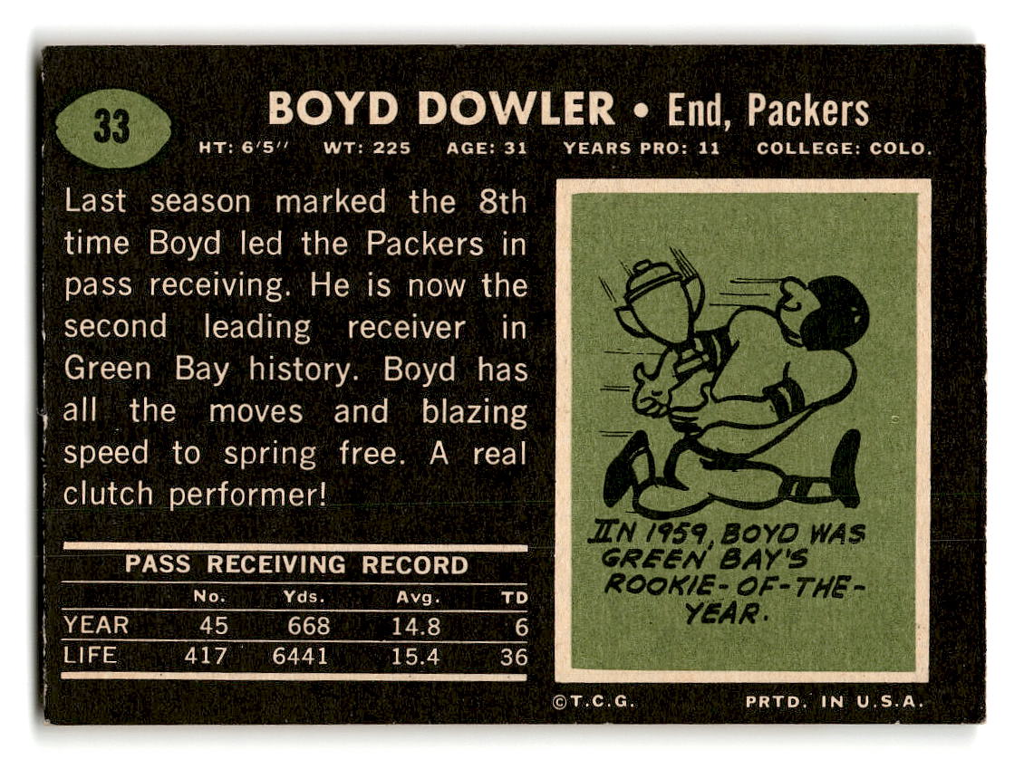 1969 Topps #33 Boyd Dowler Green Bay Packers EX