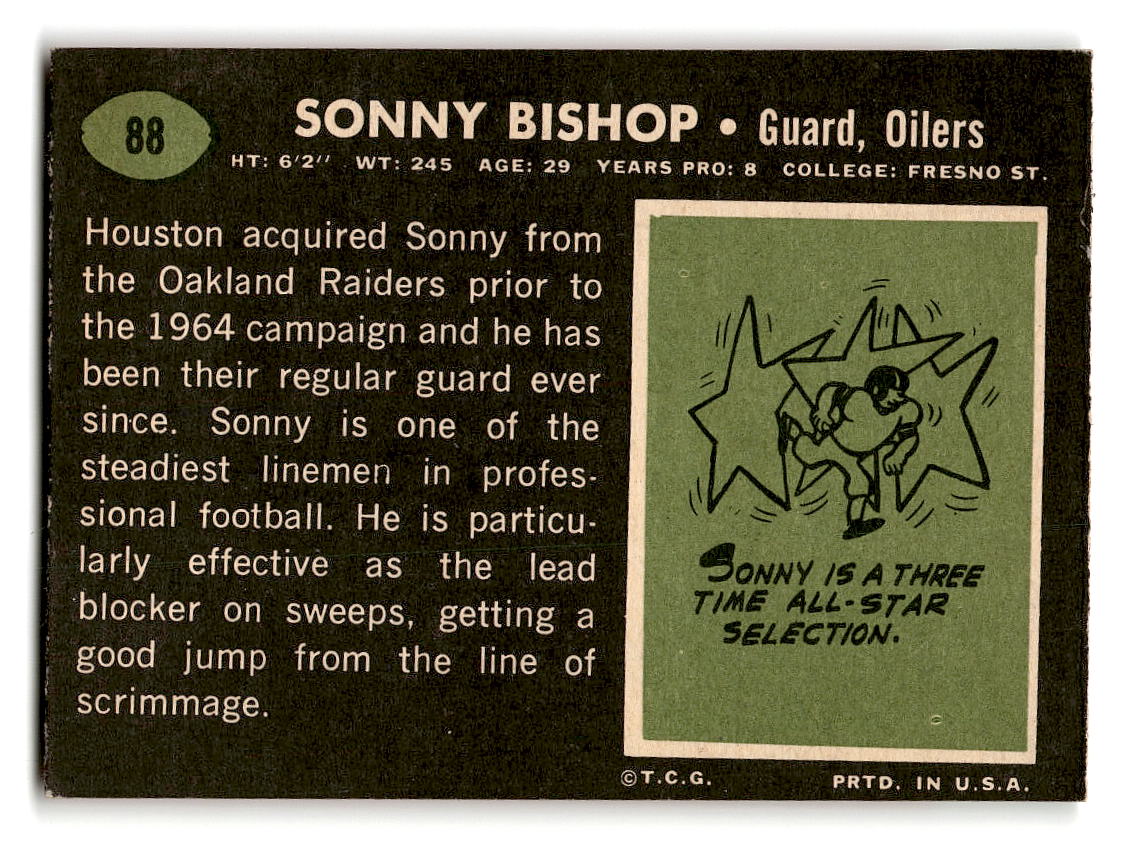 1969 Topps #88 Sonny Bishop Houston Oilers EX